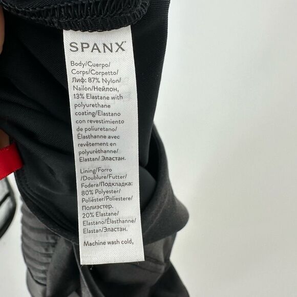 SPANX Faux Leather Moto High Waist Leggings Womens Size XL Black 20136R - Picture 5 of 10